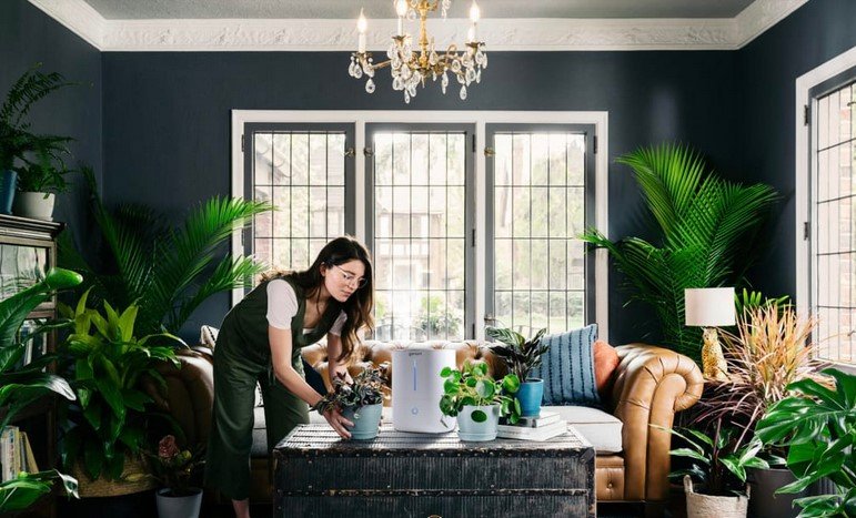 a woman cleaning 