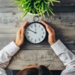 person holding a clock