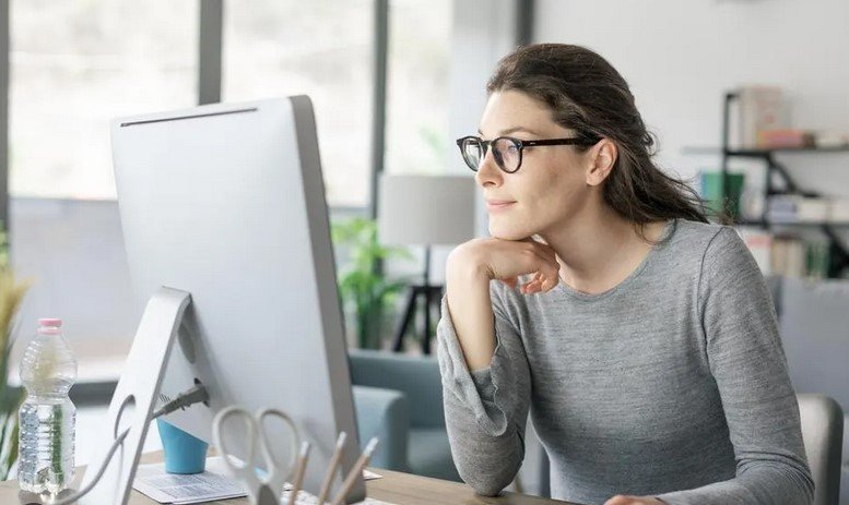 woman working remotely