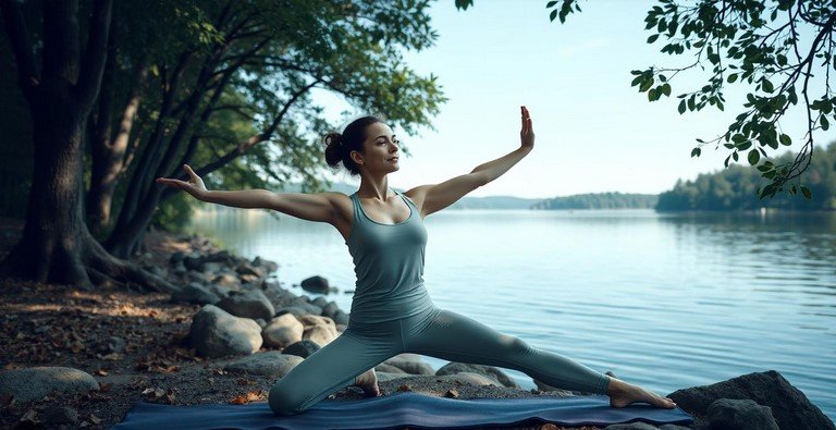 a woman doing yoga